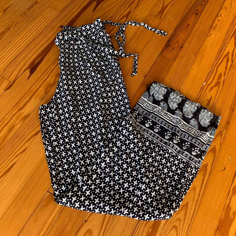 Dynamite blue and white wide leg pants